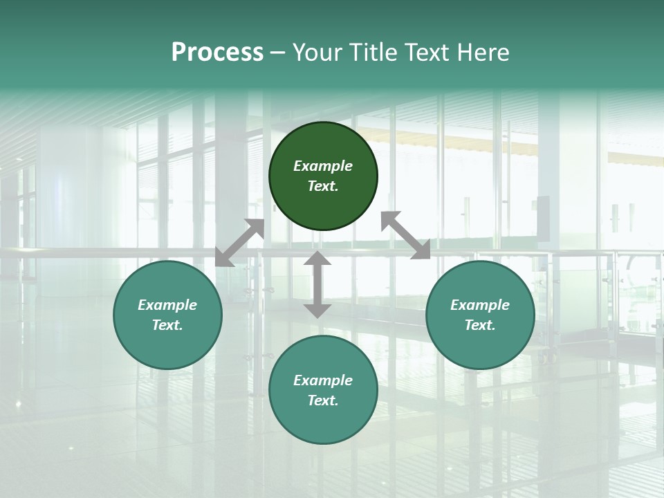 A Large Room With Glass Walls And A Metal Railing PowerPoint Template