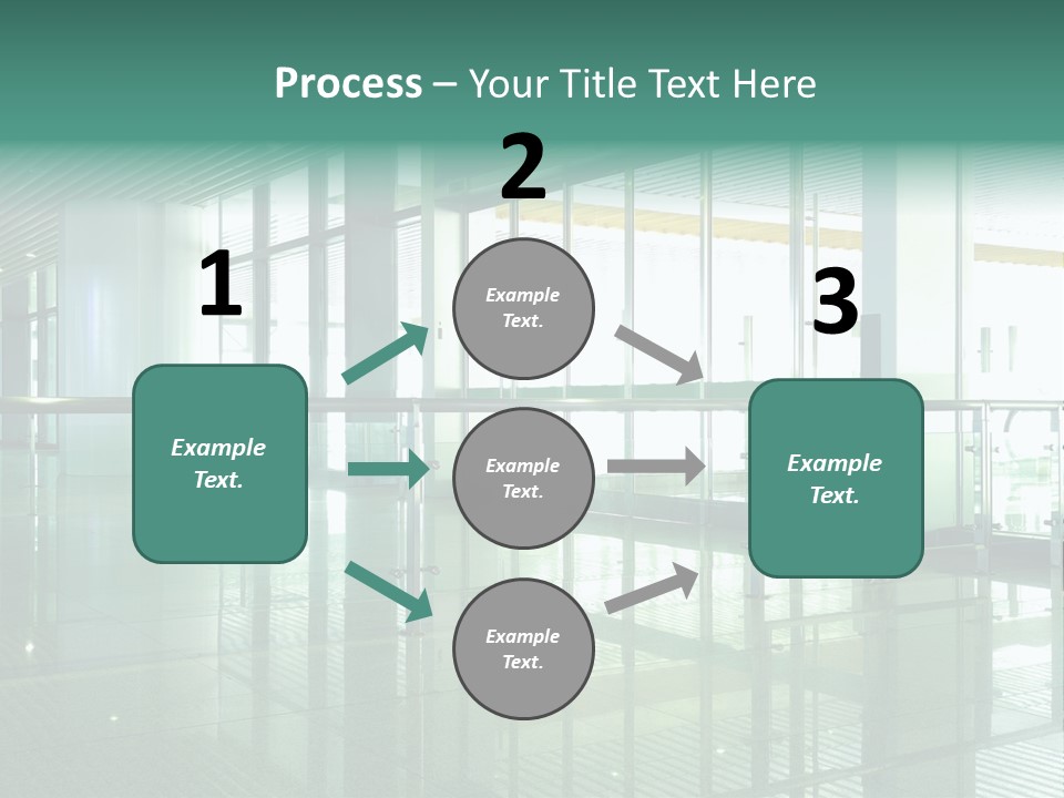 A Large Room With Glass Walls And A Metal Railing PowerPoint Template