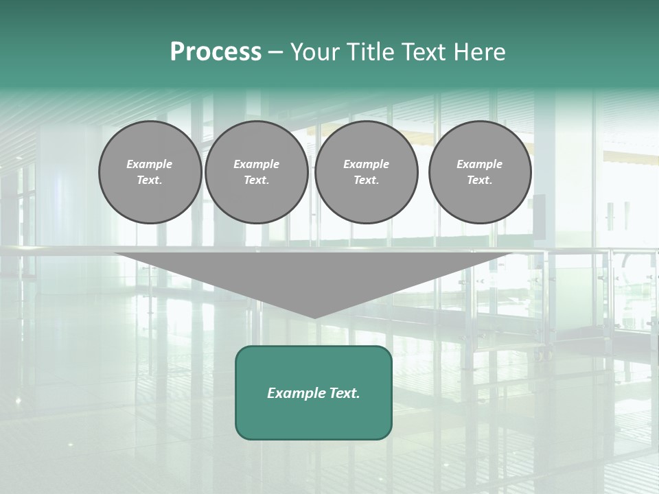 A Large Room With Glass Walls And A Metal Railing PowerPoint Template