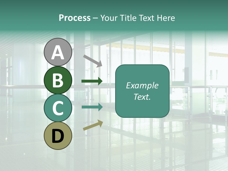 A Large Room With Glass Walls And A Metal Railing PowerPoint Template