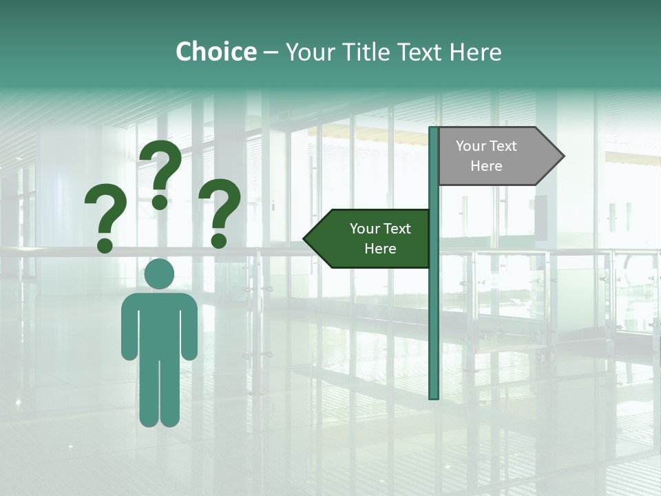 A Large Room With Glass Walls And A Metal Railing PowerPoint Template