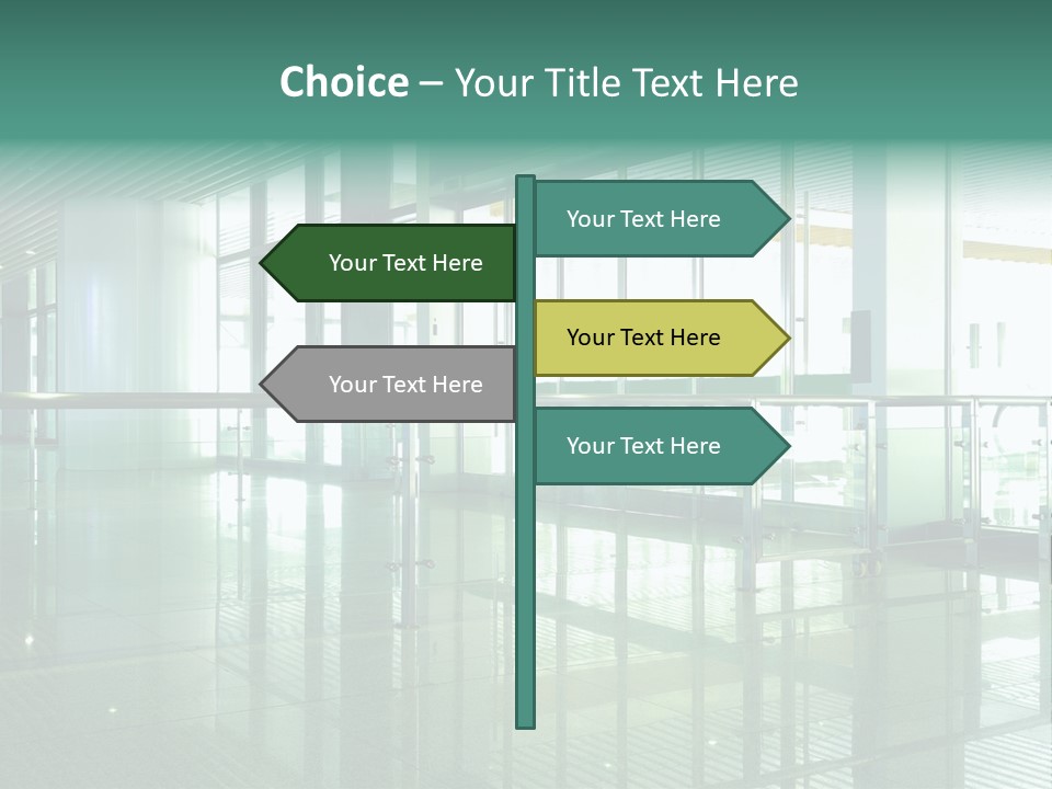 A Large Room With Glass Walls And A Metal Railing PowerPoint Template