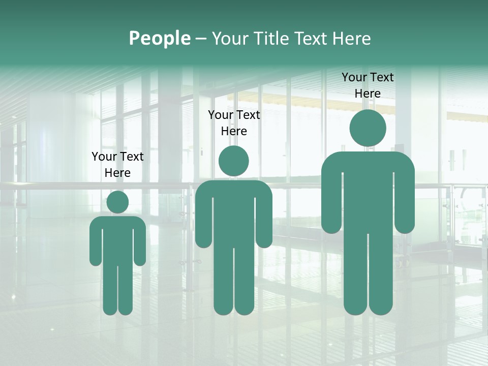 A Large Room With Glass Walls And A Metal Railing PowerPoint Template