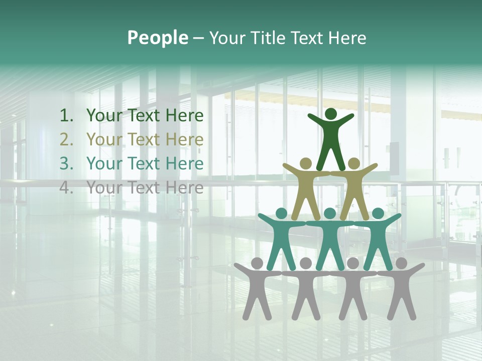 A Large Room With Glass Walls And A Metal Railing PowerPoint Template