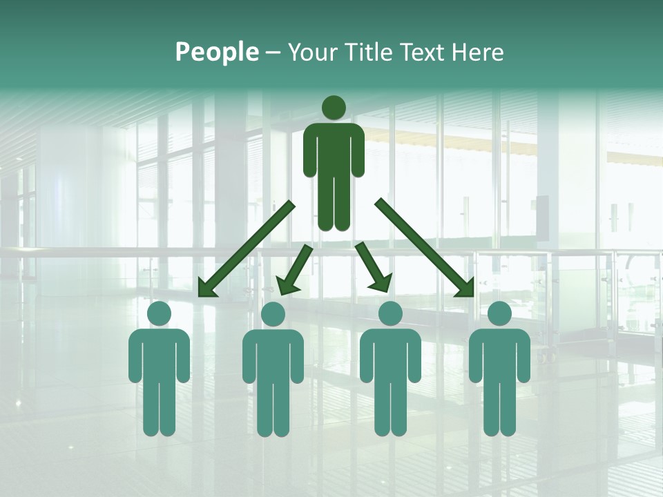 A Large Room With Glass Walls And A Metal Railing PowerPoint Template