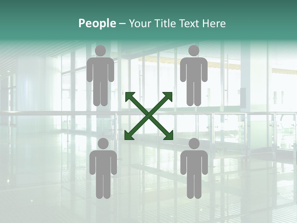 A Large Room With Glass Walls And A Metal Railing PowerPoint Template