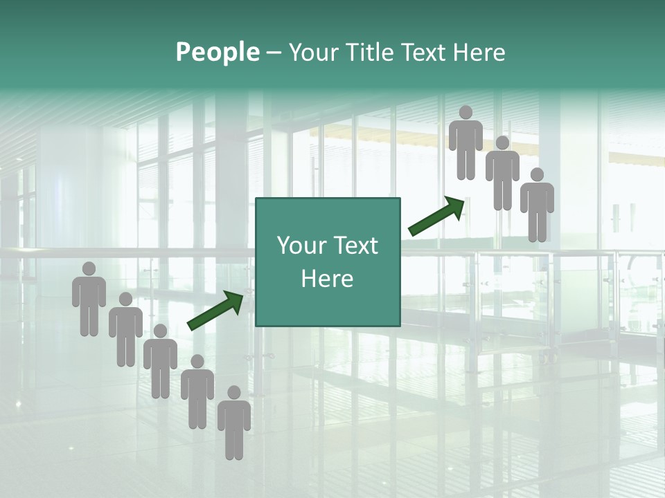 A Large Room With Glass Walls And A Metal Railing PowerPoint Template