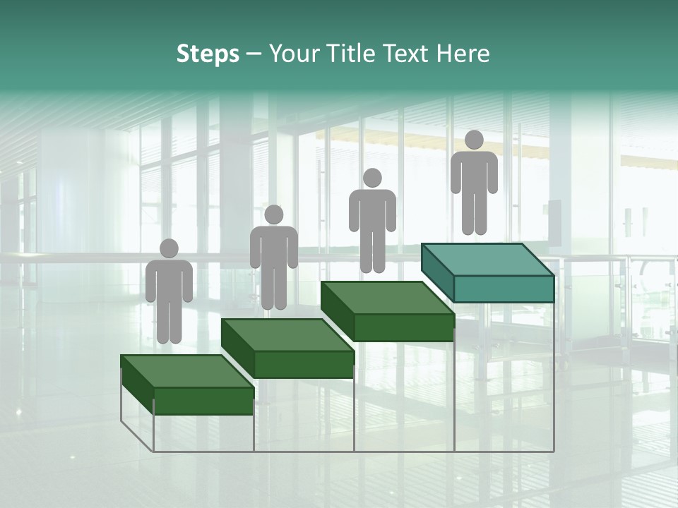 A Large Room With Glass Walls And A Metal Railing PowerPoint Template