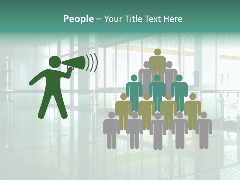 A Large Room With Glass Walls And A Metal Railing PowerPoint Template