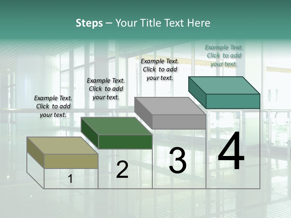 A Large Room With Glass Walls And A Metal Railing PowerPoint Template