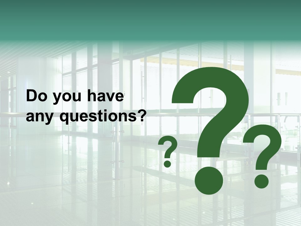 A Large Room With Glass Walls And A Metal Railing PowerPoint Template