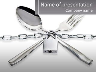 A Metal Chain With A Fork And Spoon On It PowerPoint Template