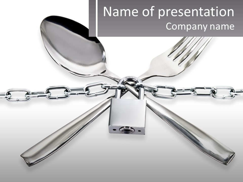 A Metal Chain With A Fork And Spoon On It PowerPoint Template