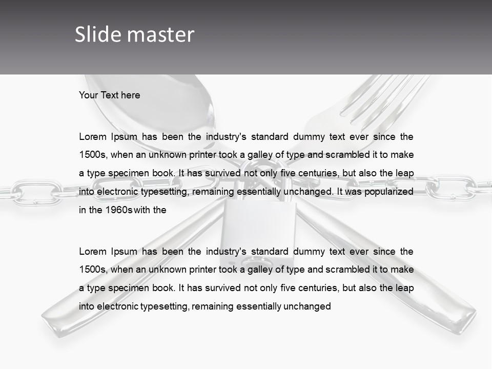 A Metal Chain With A Fork And Spoon On It PowerPoint Template