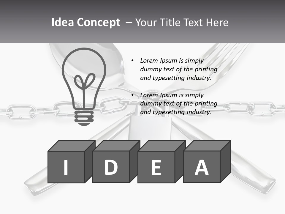A Metal Chain With A Fork And Spoon On It PowerPoint Template