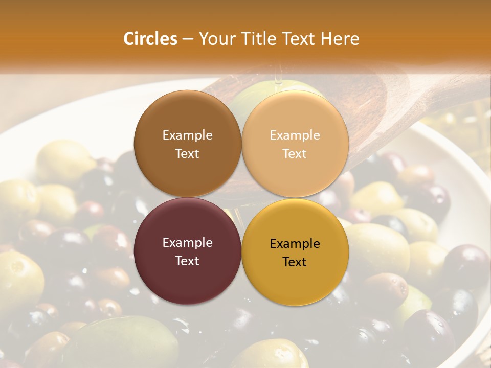 A Wooden Spoon Pouring Olives Into A Bowl Of Olives PowerPoint Template