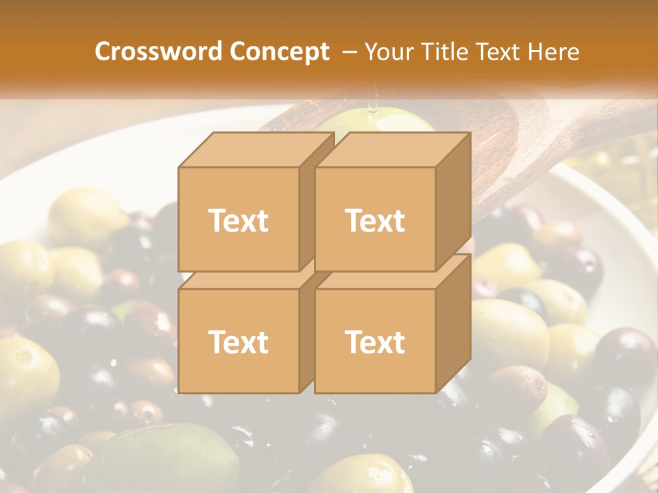 A Wooden Spoon Pouring Olives Into A Bowl Of Olives PowerPoint Template