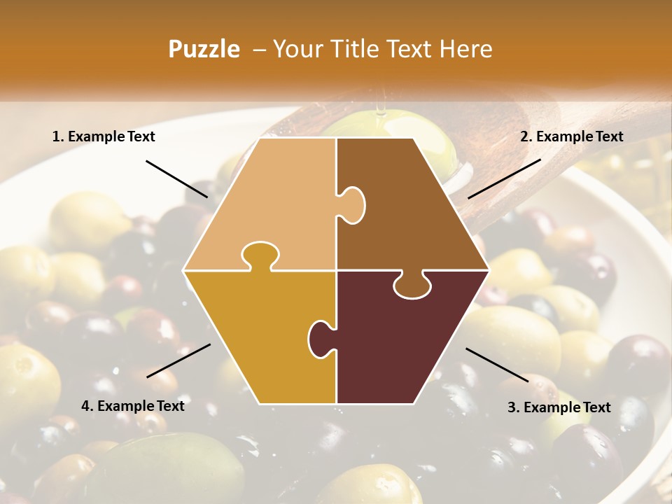 A Wooden Spoon Pouring Olives Into A Bowl Of Olives PowerPoint Template