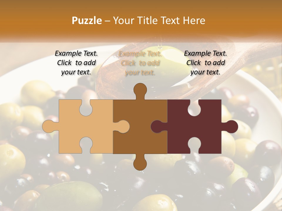 A Wooden Spoon Pouring Olives Into A Bowl Of Olives PowerPoint Template