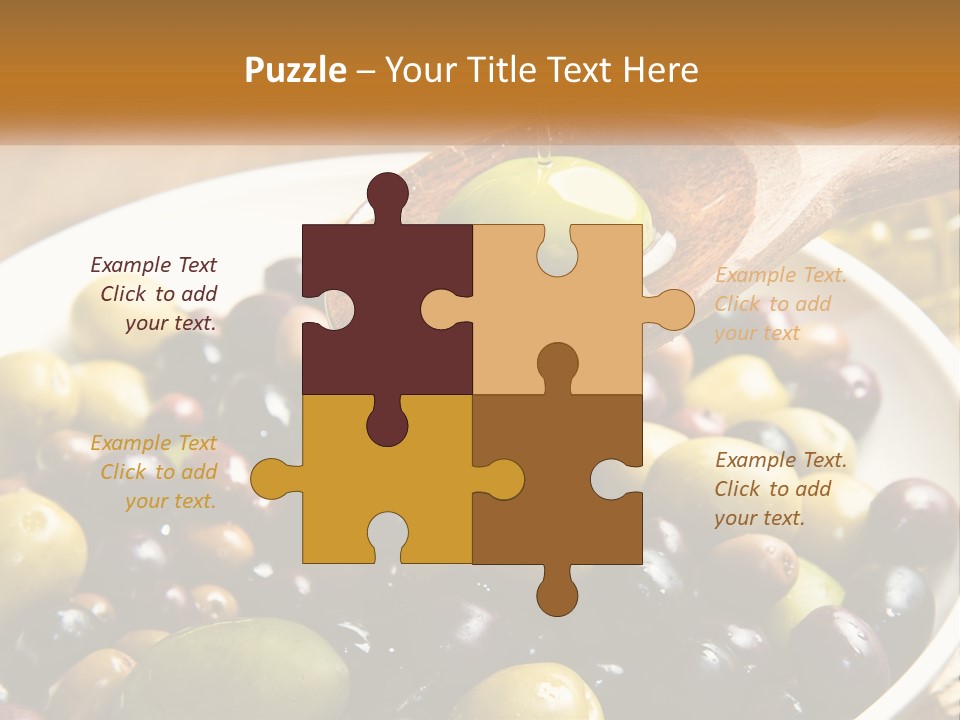 A Wooden Spoon Pouring Olives Into A Bowl Of Olives PowerPoint Template