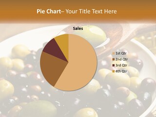 A Wooden Spoon Pouring Olives Into A Bowl Of Olives PowerPoint Template