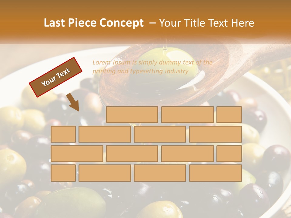 A Wooden Spoon Pouring Olives Into A Bowl Of Olives PowerPoint Template