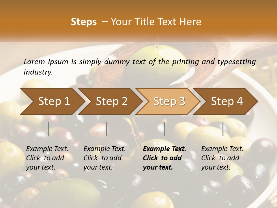A Wooden Spoon Pouring Olives Into A Bowl Of Olives PowerPoint Template