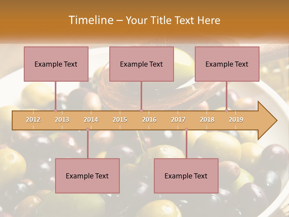 A Wooden Spoon Pouring Olives Into A Bowl Of Olives PowerPoint Template