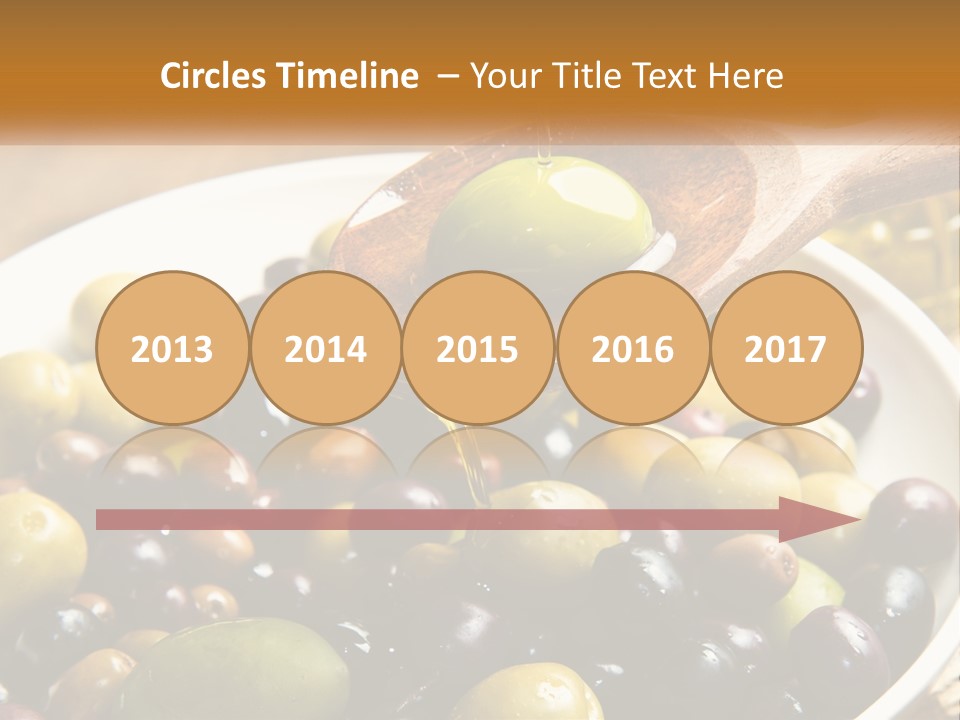 A Wooden Spoon Pouring Olives Into A Bowl Of Olives PowerPoint Template