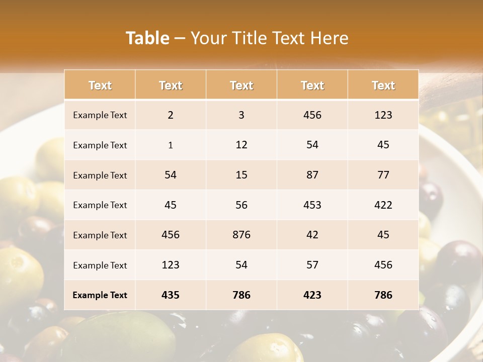 A Wooden Spoon Pouring Olives Into A Bowl Of Olives PowerPoint Template
