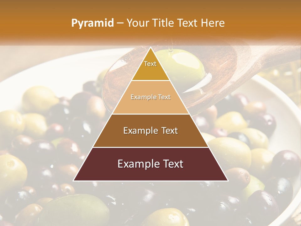 A Wooden Spoon Pouring Olives Into A Bowl Of Olives PowerPoint Template