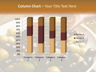 A Wooden Spoon Pouring Olives Into A Bowl Of Olives PowerPoint Template