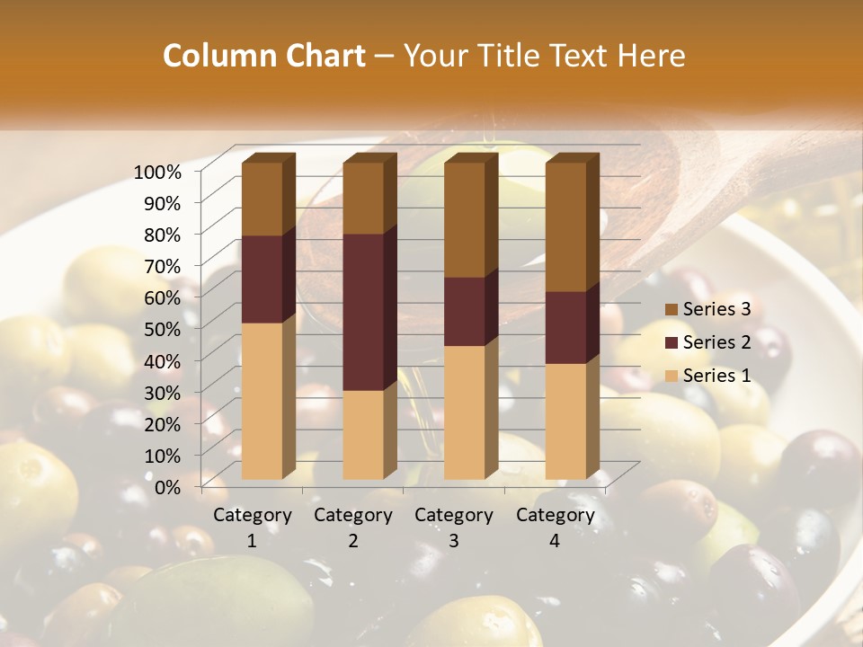 A Wooden Spoon Pouring Olives Into A Bowl Of Olives PowerPoint Template
