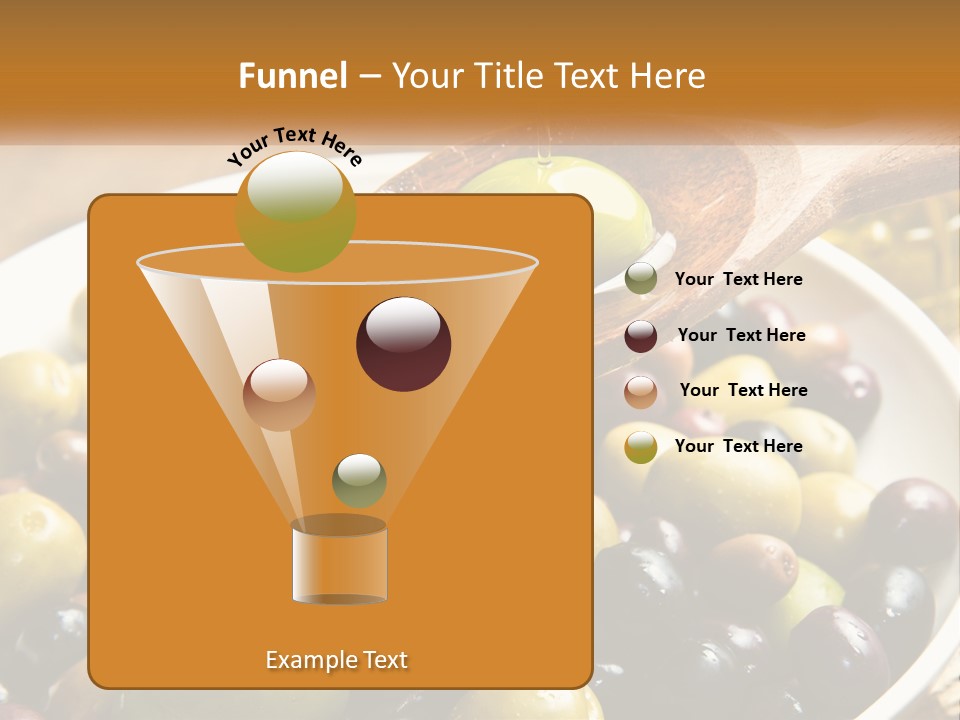 A Wooden Spoon Pouring Olives Into A Bowl Of Olives PowerPoint Template