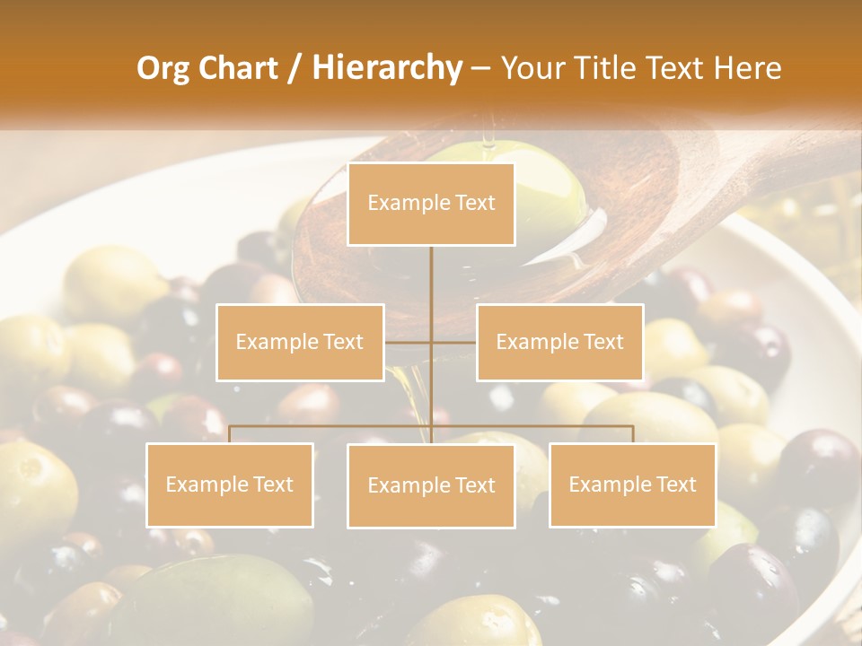 A Wooden Spoon Pouring Olives Into A Bowl Of Olives PowerPoint Template