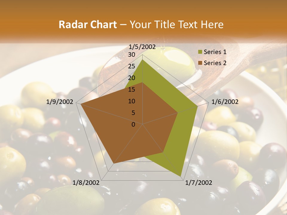 A Wooden Spoon Pouring Olives Into A Bowl Of Olives PowerPoint Template