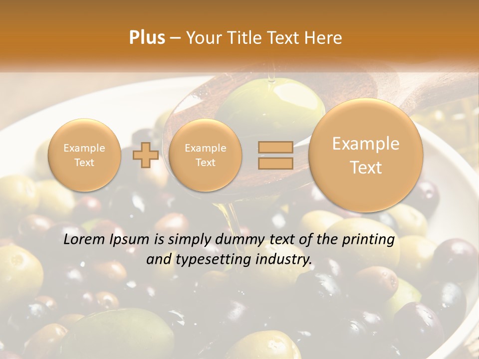 A Wooden Spoon Pouring Olives Into A Bowl Of Olives PowerPoint Template