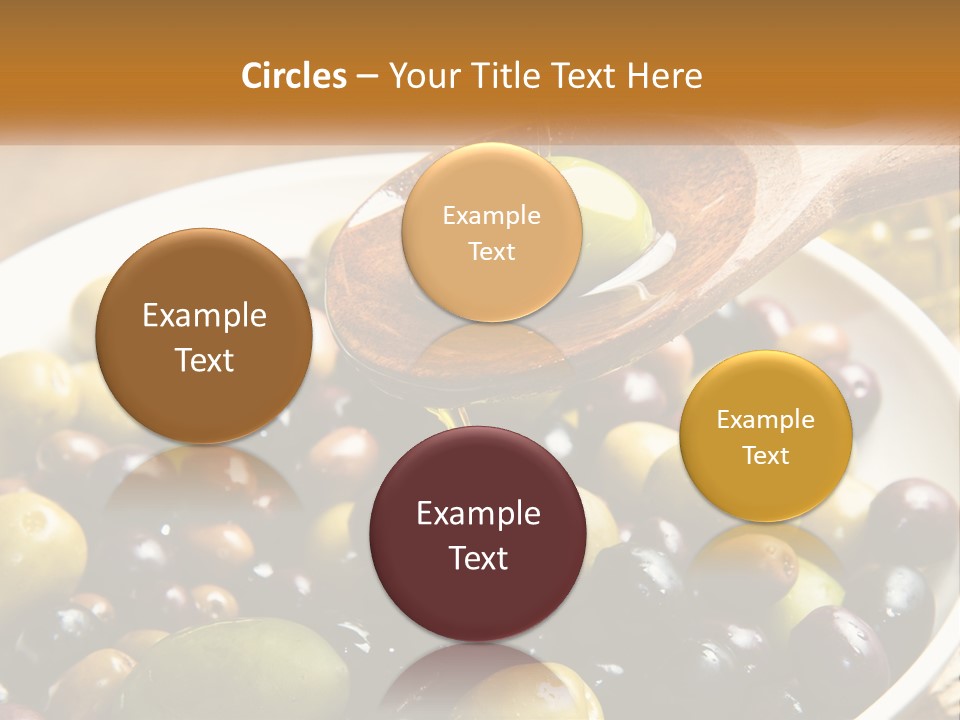 A Wooden Spoon Pouring Olives Into A Bowl Of Olives PowerPoint Template