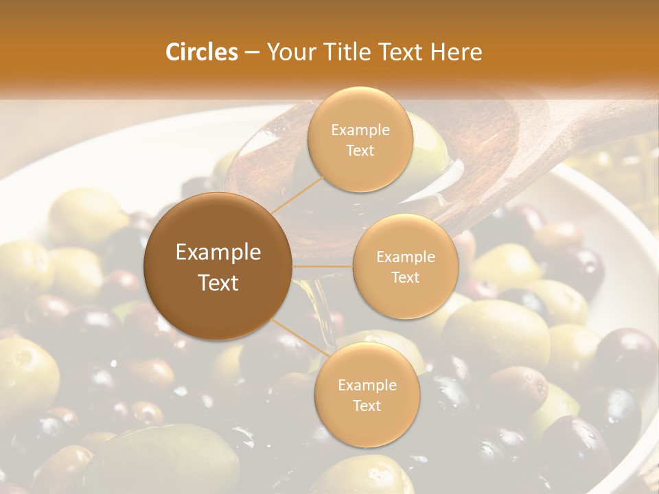 A Wooden Spoon Pouring Olives Into A Bowl Of Olives PowerPoint Template