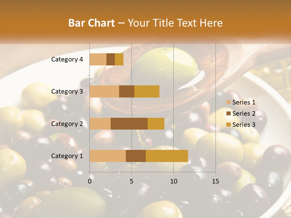 A Wooden Spoon Pouring Olives Into A Bowl Of Olives PowerPoint Template