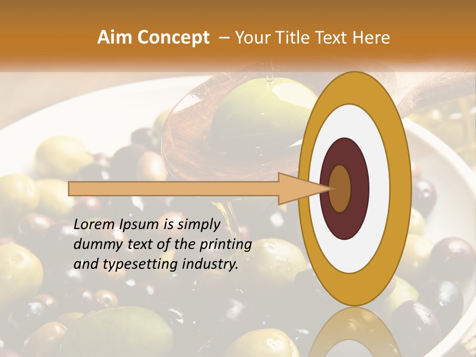 A Wooden Spoon Pouring Olives Into A Bowl Of Olives PowerPoint Template