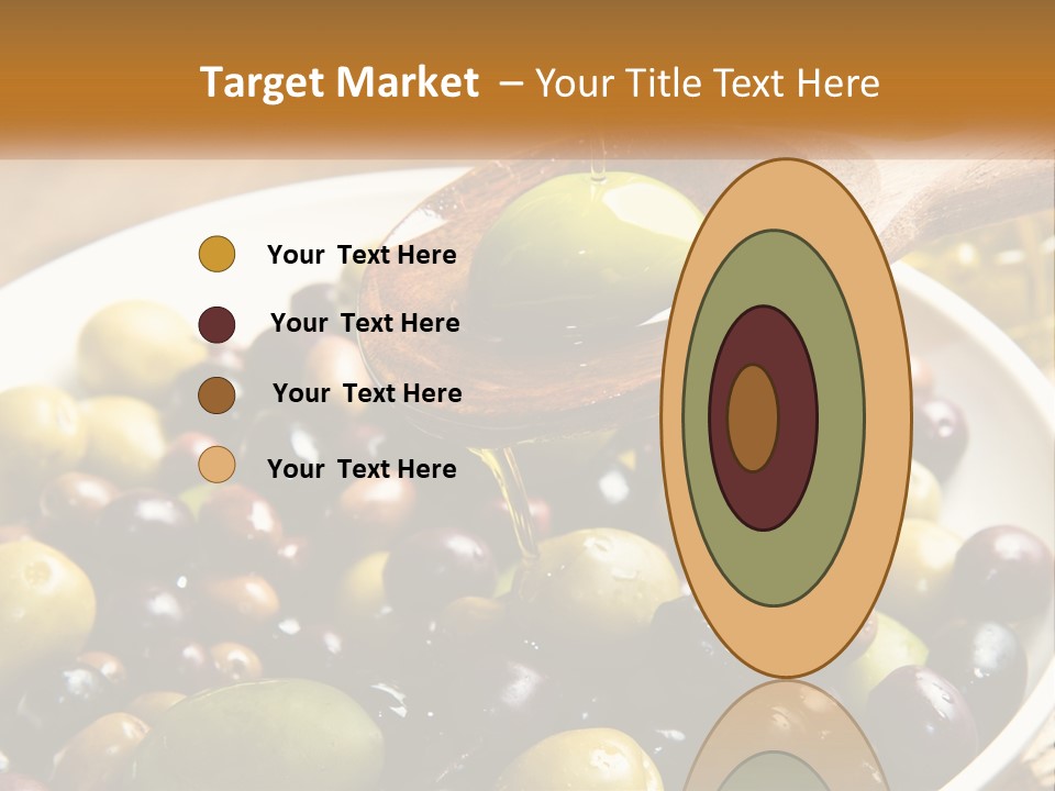 A Wooden Spoon Pouring Olives Into A Bowl Of Olives PowerPoint Template