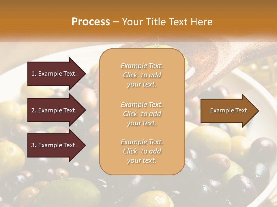A Wooden Spoon Pouring Olives Into A Bowl Of Olives PowerPoint Template