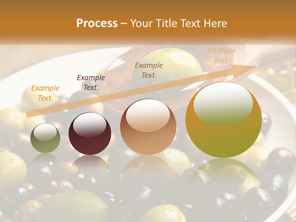 A Wooden Spoon Pouring Olives Into A Bowl Of Olives PowerPoint Template