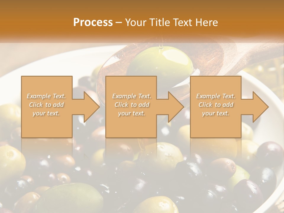 A Wooden Spoon Pouring Olives Into A Bowl Of Olives PowerPoint Template