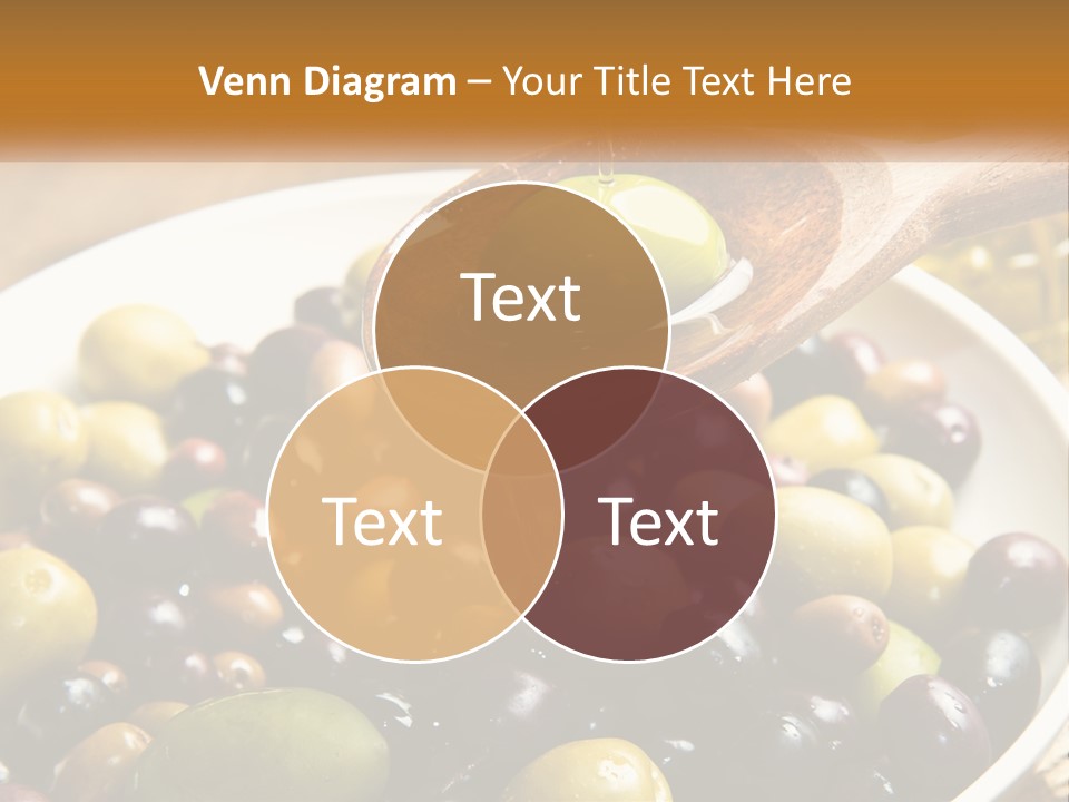 A Wooden Spoon Pouring Olives Into A Bowl Of Olives PowerPoint Template