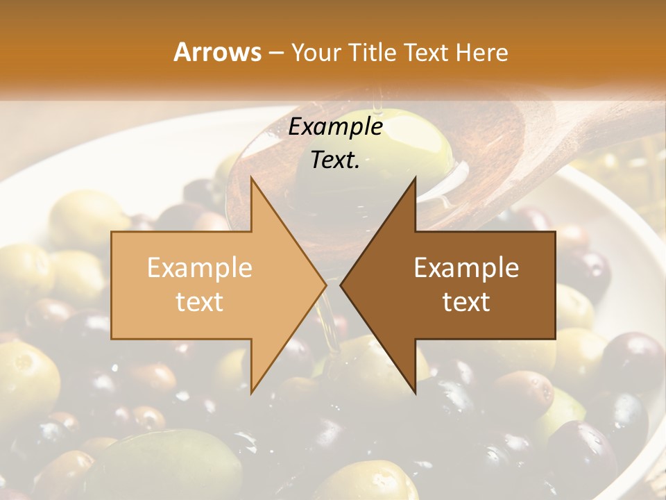 A Wooden Spoon Pouring Olives Into A Bowl Of Olives PowerPoint Template