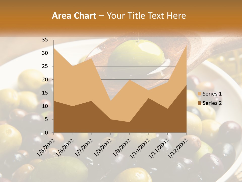 A Wooden Spoon Pouring Olives Into A Bowl Of Olives PowerPoint Template