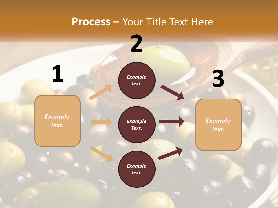 A Wooden Spoon Pouring Olives Into A Bowl Of Olives PowerPoint Template