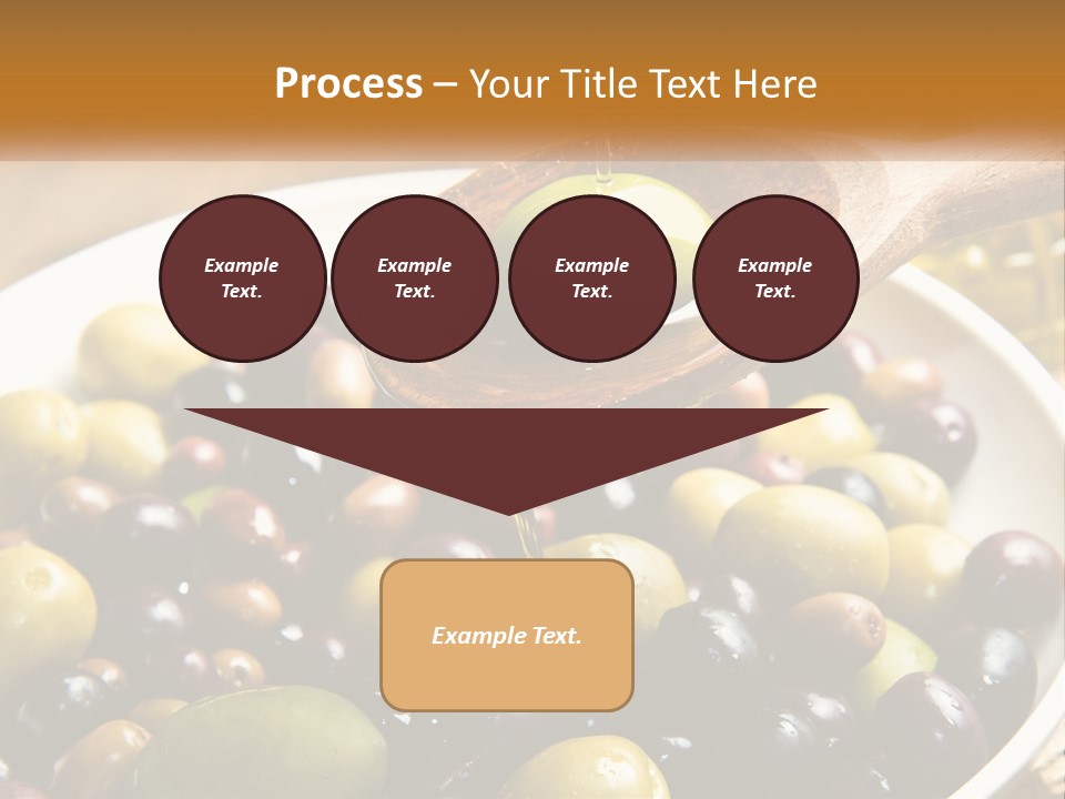 A Wooden Spoon Pouring Olives Into A Bowl Of Olives PowerPoint Template
